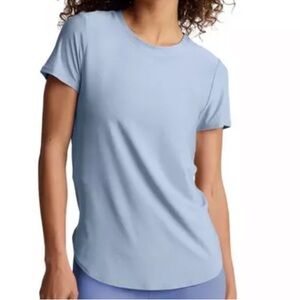 NEW Beyond Yoga Featherweight On The Down Low Tee in Blue Zen Heather